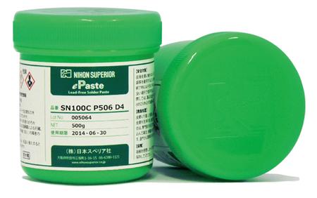 SN100C P506 D4 lead-free, no-clean solder paste.
